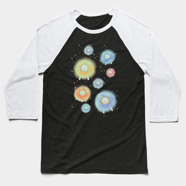 Children's Illustration Sheep in Galaxy Space - Colour Variant 4 Baseball T-Shirt by lizillu